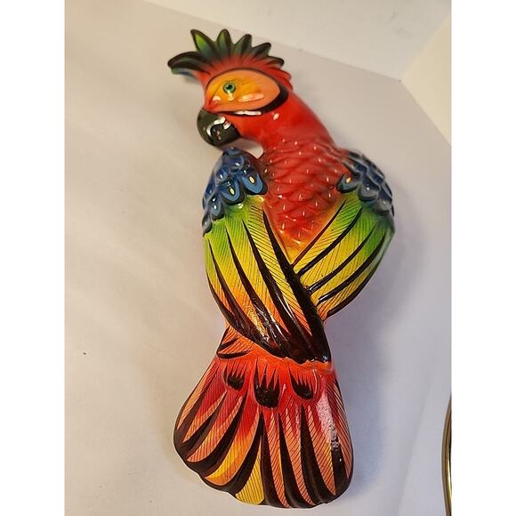 Vtg Talavera Parrot Colorful Ceramic Bird Figurine Hanging Perch Mexico - Picture 1 of 15